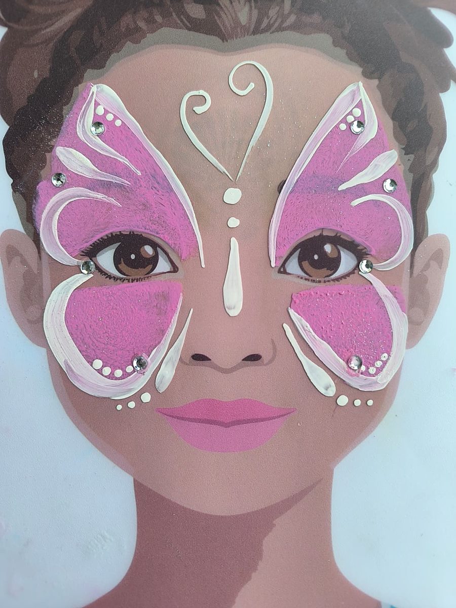Motivvorlage: Schmetterling in Pink und Weiß über beiden Augen