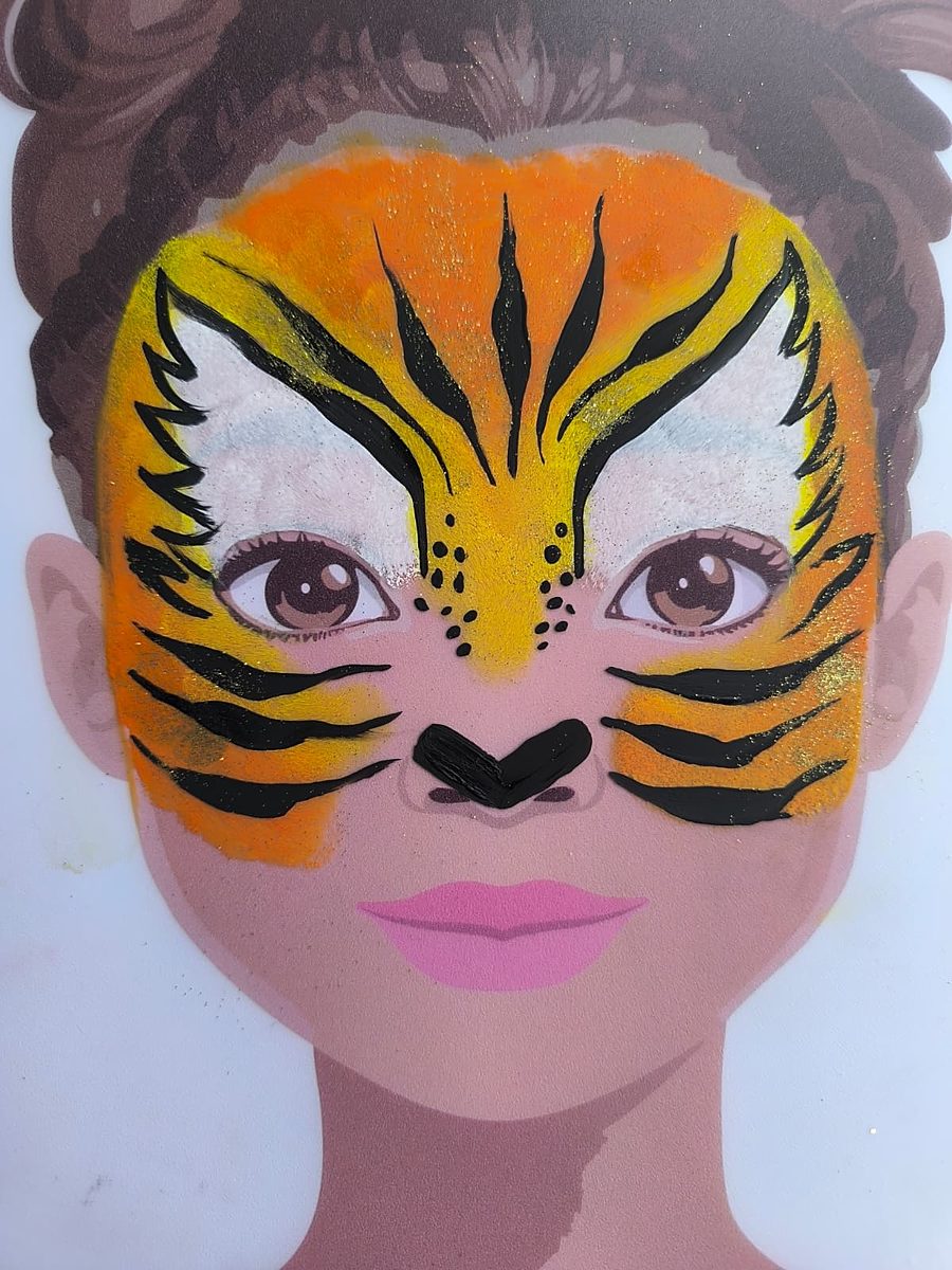Motivvorlage: Tiger in Orange und Schwarz mit weißen Konturen
